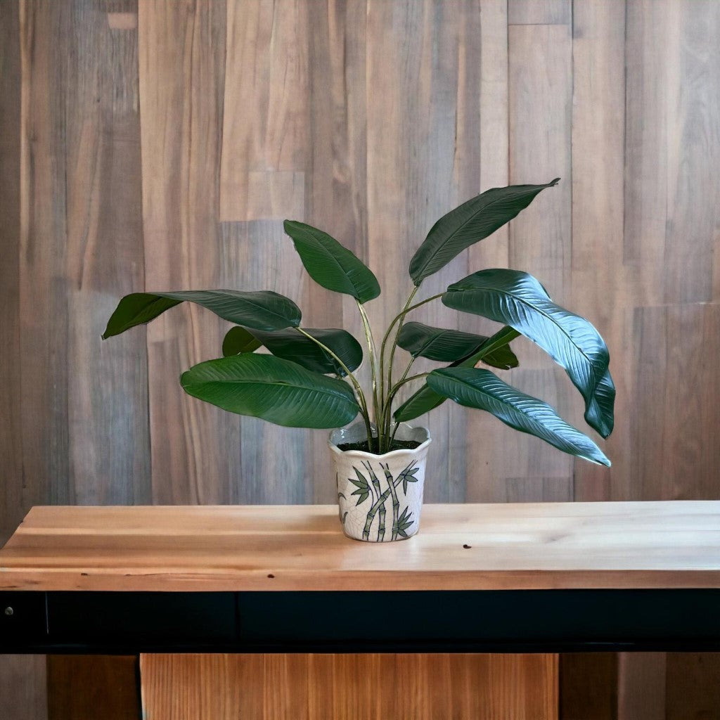 Artificial Stunning Plant (Green Leaves) with Ceramic Pot