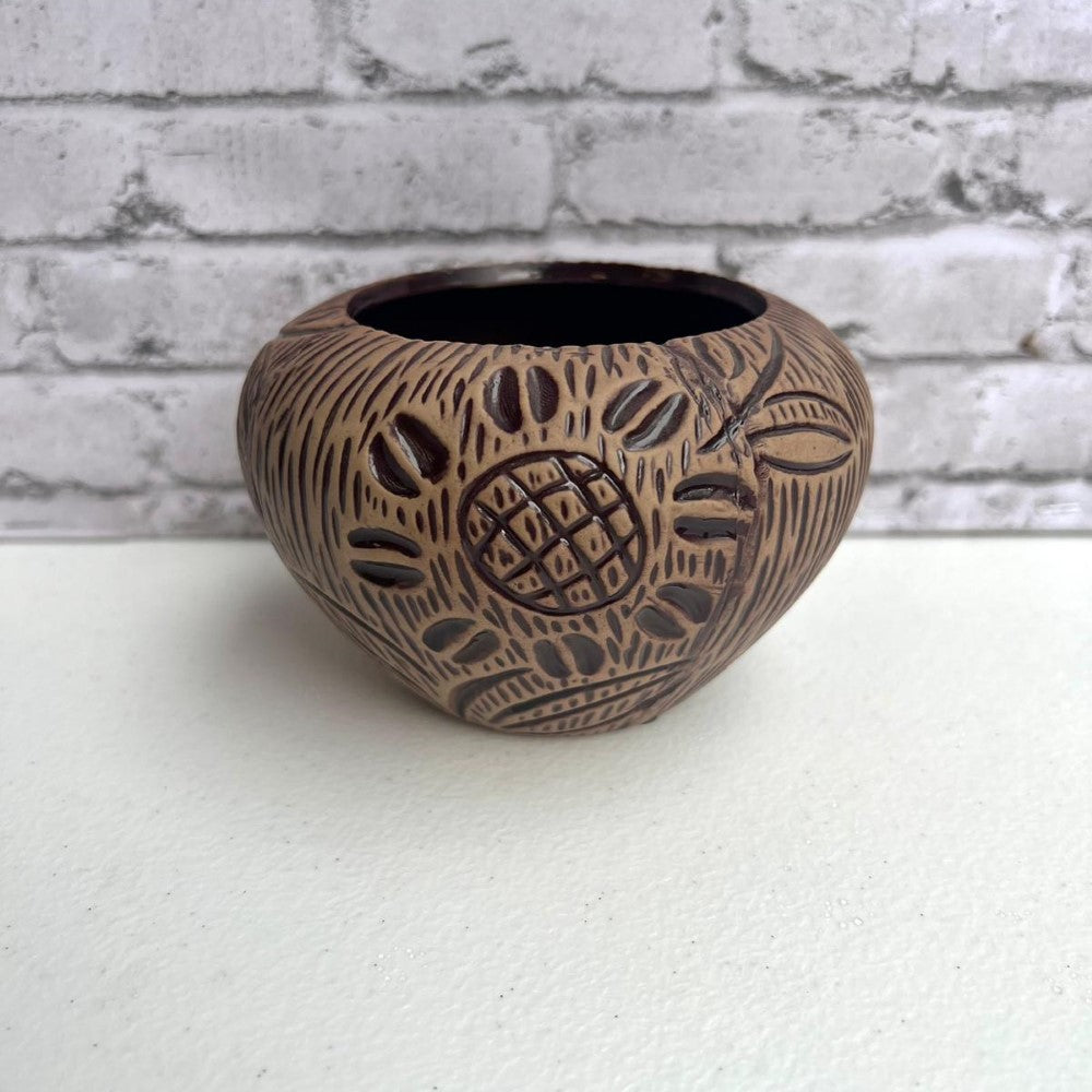 Gorgeous Carved Mini Brown Planter