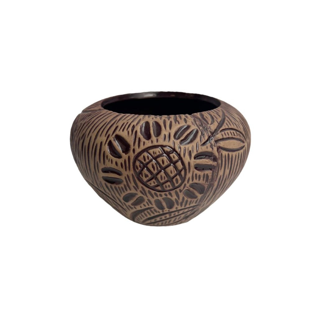 Gorgeous Carved Mini Brown Planter