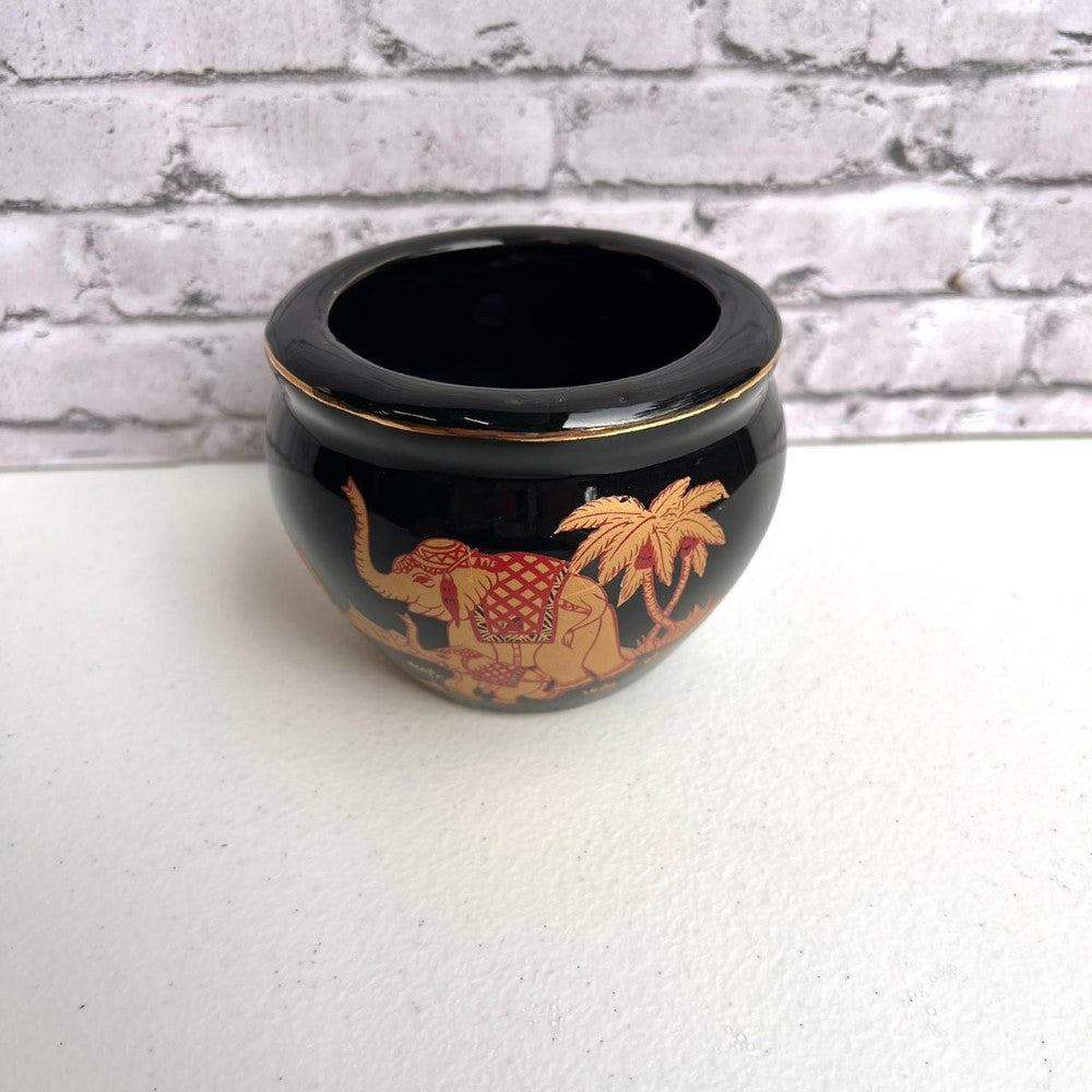 Alluring Elephant Design Black Planter