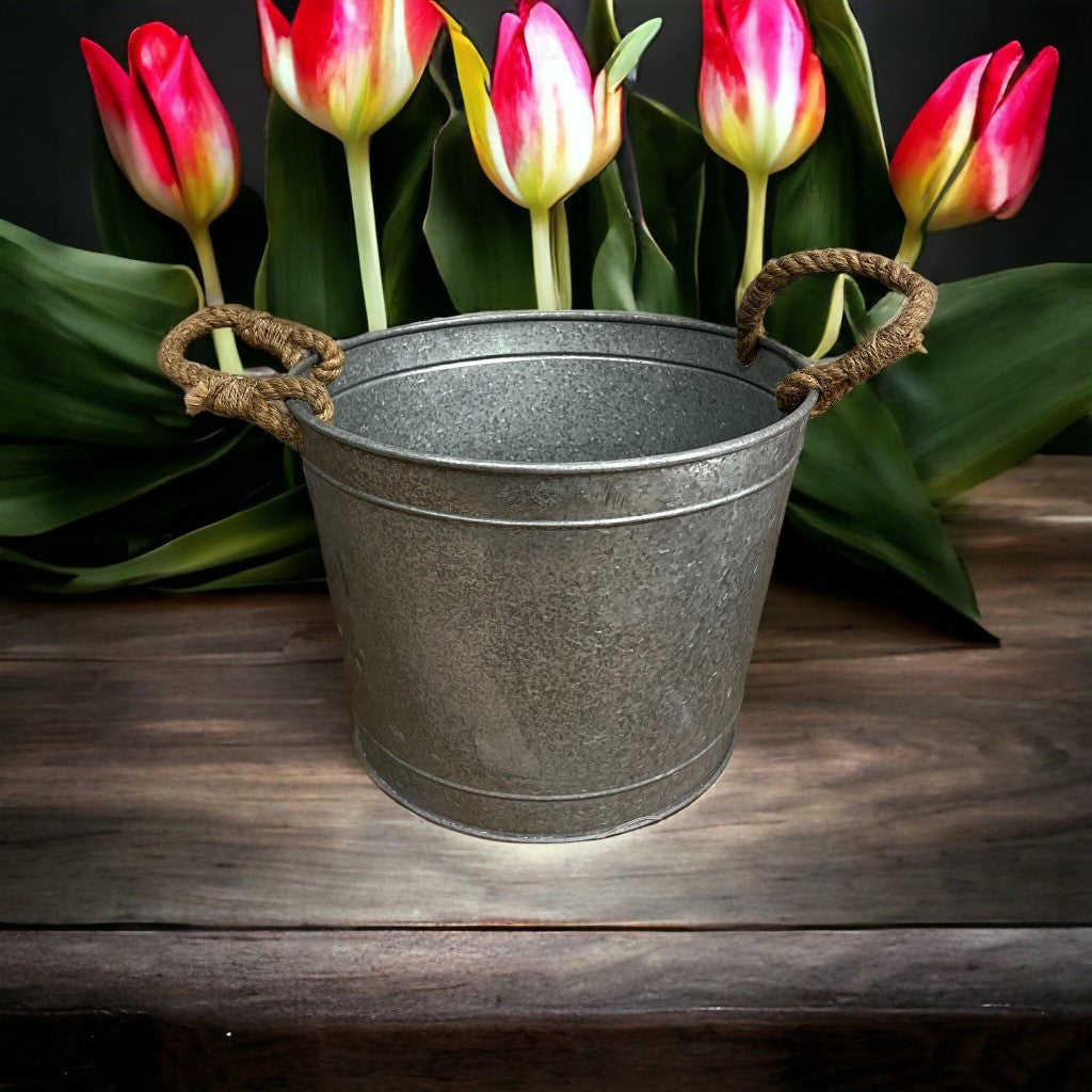 Alluring Pot/Planter with Happy Mother's Day Greeting card tag|Our planters are made of Galvanized Metal to make them heavy duty and durable. The pots are ideal to keep your nursery plants indoors and outdoors to enhance your home decor