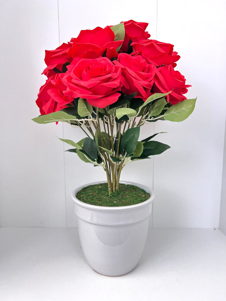 Beautiful Multicolored Roses in Ceramic Pot -Artificial