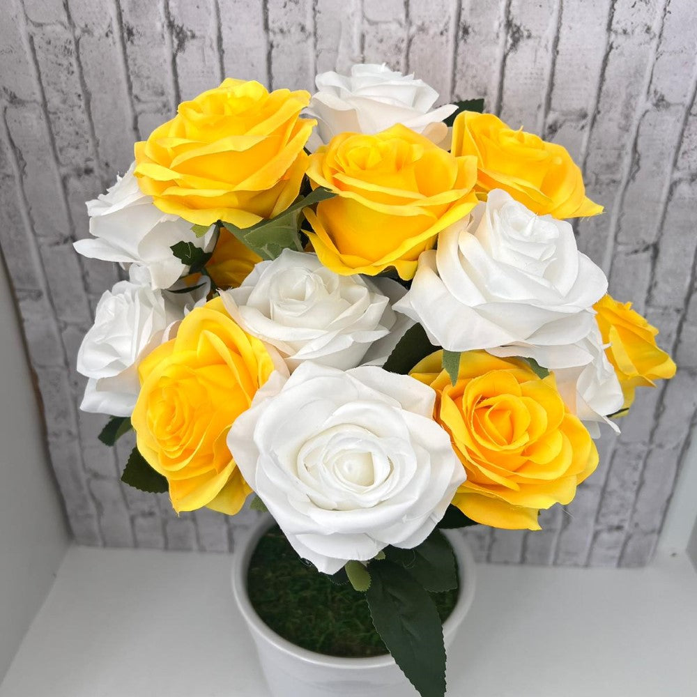 Beautiful Multicolored Roses in Ceramic Pot -Artificial