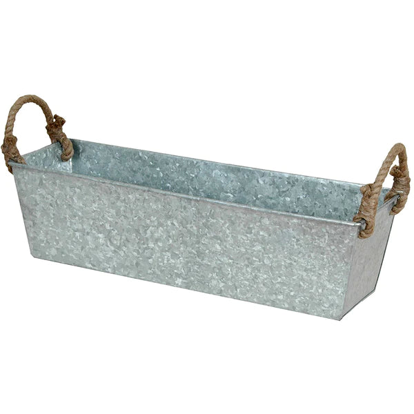 Galvanized Window Planter with Jute Handle